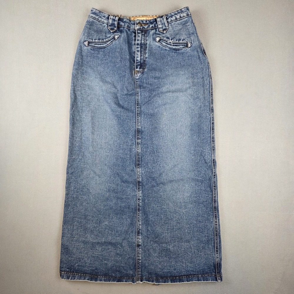 Desert Diva by Sherry Holt Western Denim Jean Maxi Skirt Large Straight Long